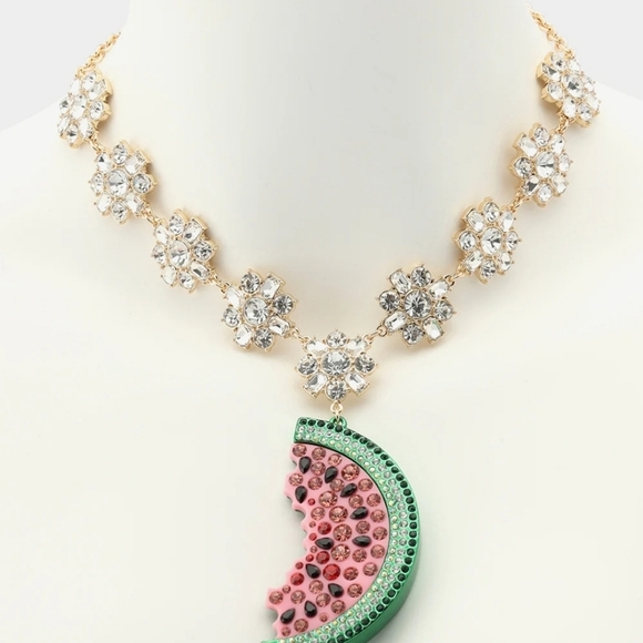 🔹️Betsey Johnson🔹️ BACKYARD WATERMELON PENDANT Necklace - Picture 2 of 4